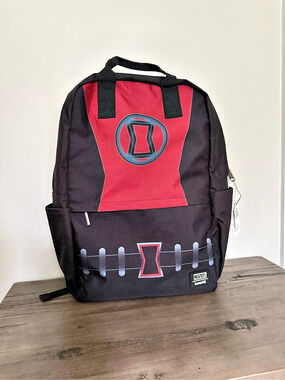 Loungefly Marvel Black Widow Cosplay Nylon Backpack Black & Red